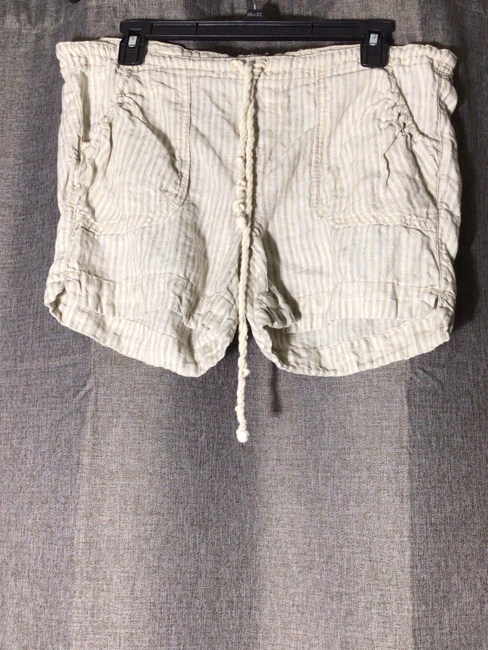 Lucky Brand Cream Stripe Drawstring Linen Shorts